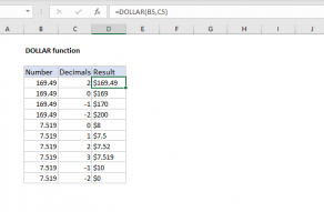 Excel DOLLAR function