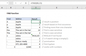 Excel FIND function