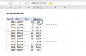 Excel IFERROR function