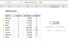 Excel INDEX function