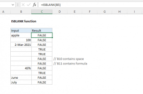 Excel ISBLANK function