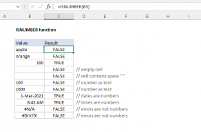 Excel ISNUMBER function