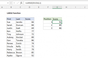 Excel LARGE function