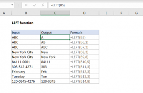 Excel LEFT function