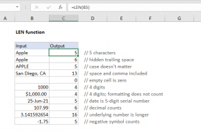 Excel LEN function