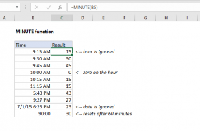 Excel MINUTE function
