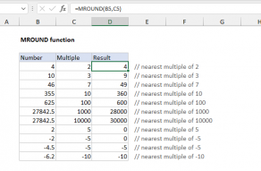 Excel MROUND function