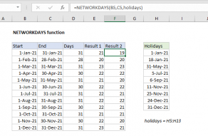 Excel NETWORKDAYS function