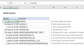 Excel NOW function