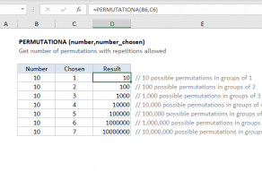 Excel PERMUTATIONA function