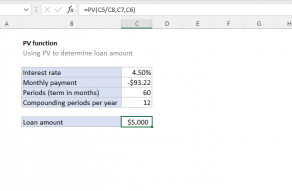 Excel PV function