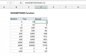 Excel RANDBETWEEN function