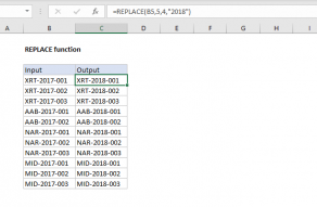 Excel REPLACE function