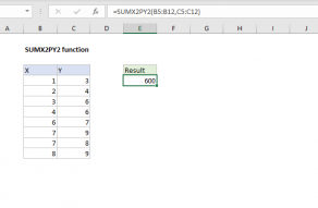 Excel SUMX2PY2 function