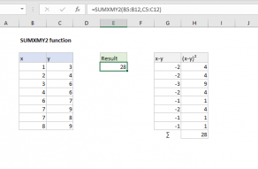 Excel SUMXMY2 function