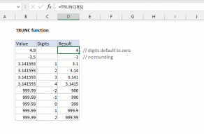 Excel TRUNC function
