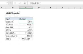 Excel VALUE function