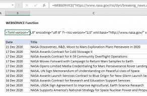 Excel WEBSERVICE function