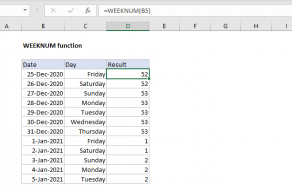 Excel WEEKNUM function