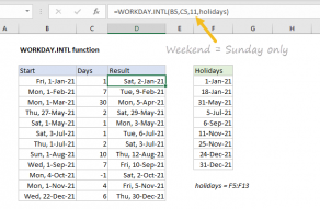Excel WORKDAY.INTL function