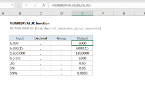Excel NUMBERVALUE function