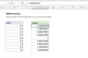 Excel ASINH function