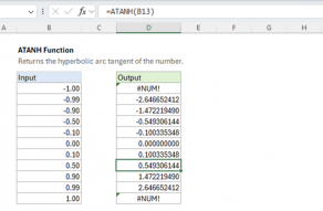 Excel ATANH function