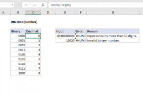 Excel BIN2DEC function