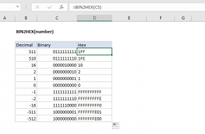 Excel BIN2HEX function