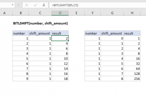 Excel BITLSHIFT function