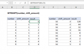 Excel BITRSHIFT function