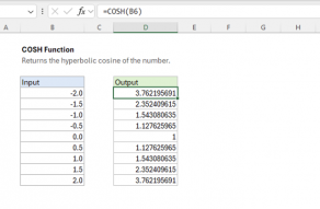 Excel COSH function