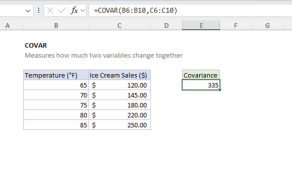 Excel COVAR function