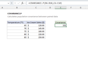 Excel COVARIANCE.P function