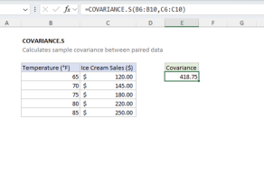 Excel COVARIANCE.S function