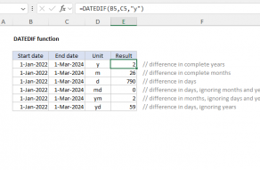 Excel DATEDIF function