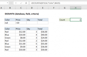 Excel DCOUNTA function