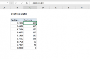 Excel DEGREES function