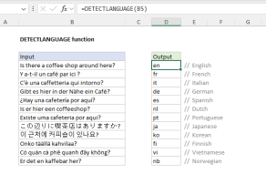 Excel DETECTLANGUAGE function