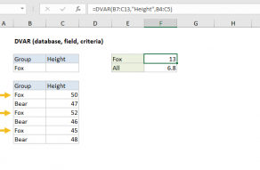Excel DVAR function