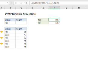 Excel DVARP function