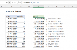 Excel EOMONTH function