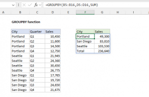 Excel GROUPBY function