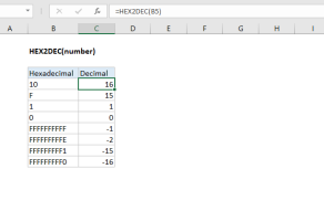 Excel HEX2DEC function