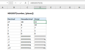 Excel HEX2OCT function