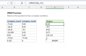 Excel IMDIV function