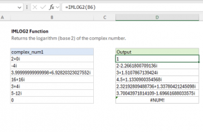 Excel IMLOG2 function