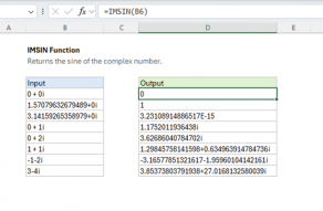 Excel IMSIN function