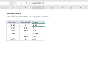 Excel IMSUB function