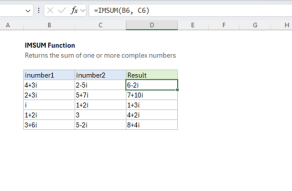 Excel IMSUM function